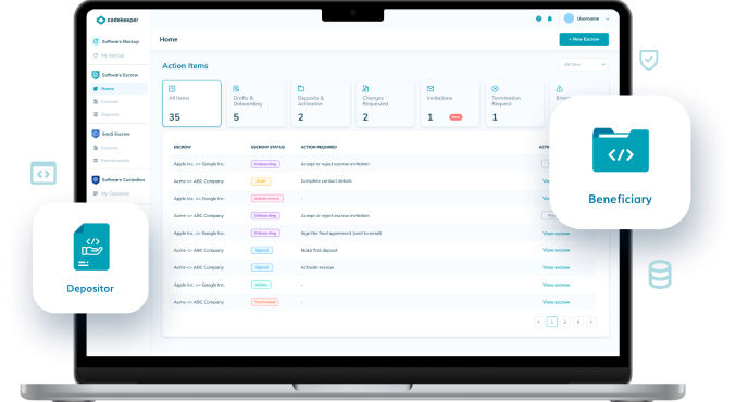 software escrow dashboard