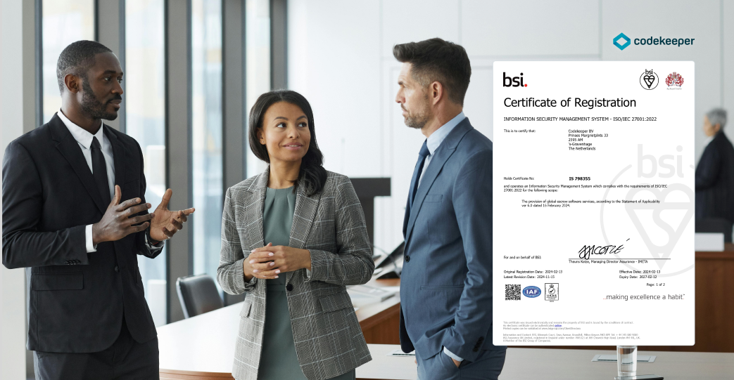 Codekeeper discussing their ISO 27001 certificate obtained from BSI.