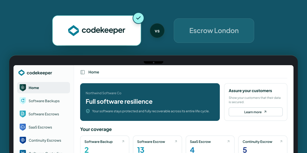 Codekeeper vs. Escrow London graphic comparison