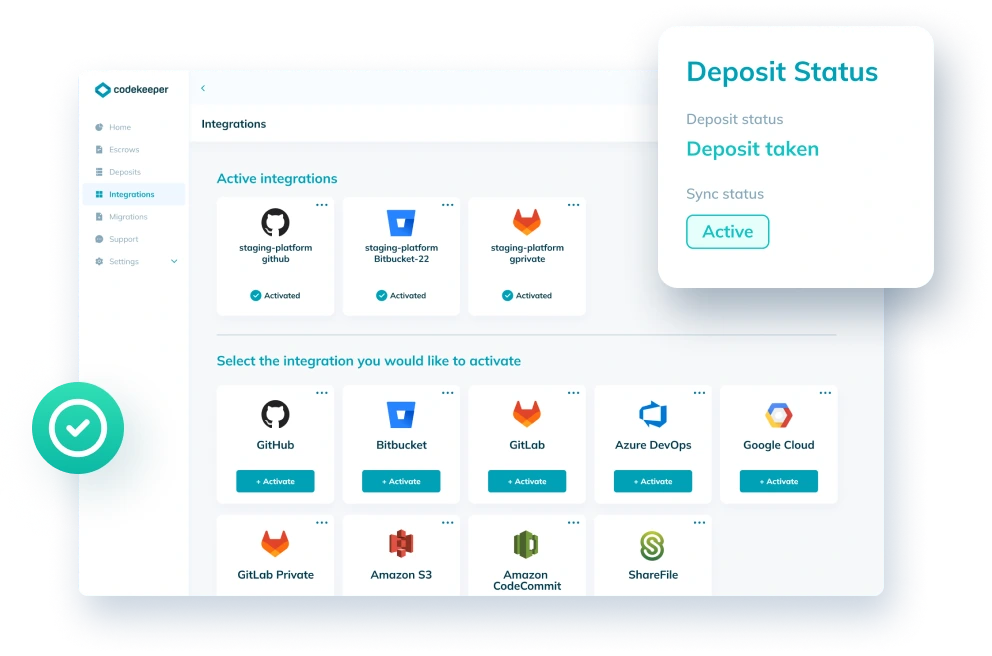 Dashboard interface for automated deposits